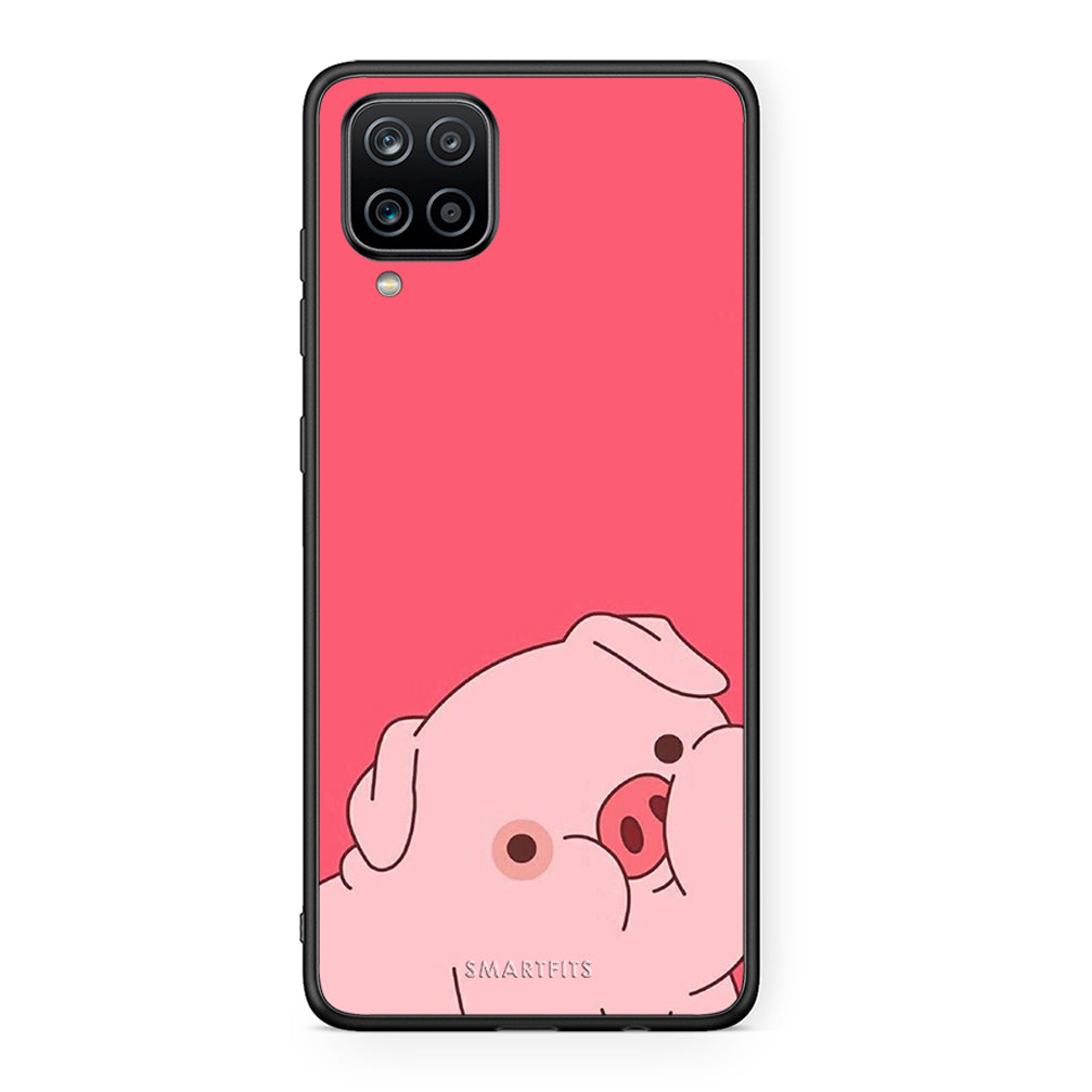 Samsung A12 Pig Love 1 Θήκη Αγίου Βαλεντίνου από τη Smartfits με σχέδιο στο πίσω μέρος και μαύρο περίβλημα | Smartphone case with colorful back and black bezels by Smartfits