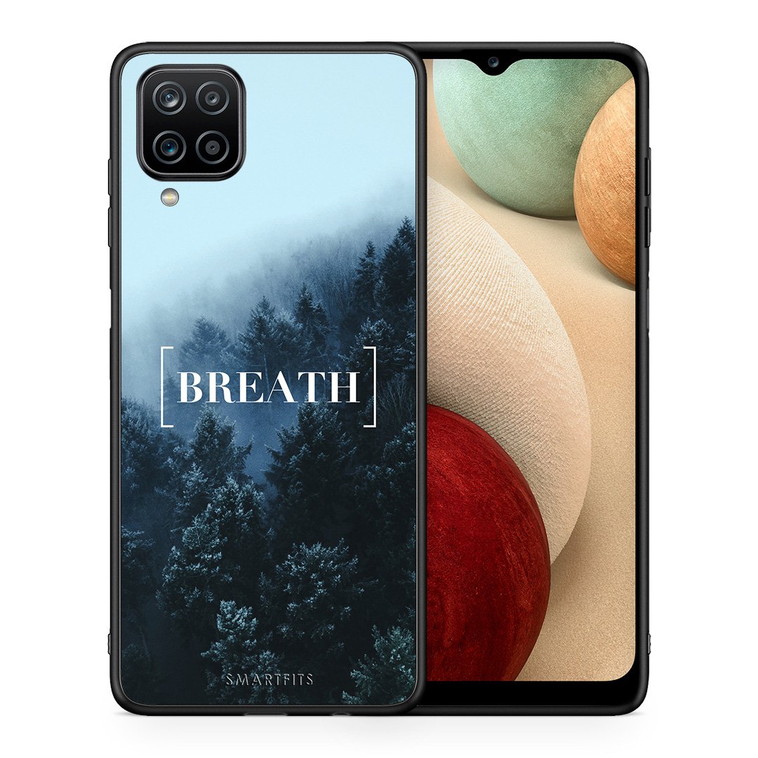 Θήκη Samsung A12 Breath Quote από τη Smartfits με σχέδιο στο πίσω μέρος και μαύρο περίβλημα | Samsung A12 Breath Quote case with colorful back and black bezels