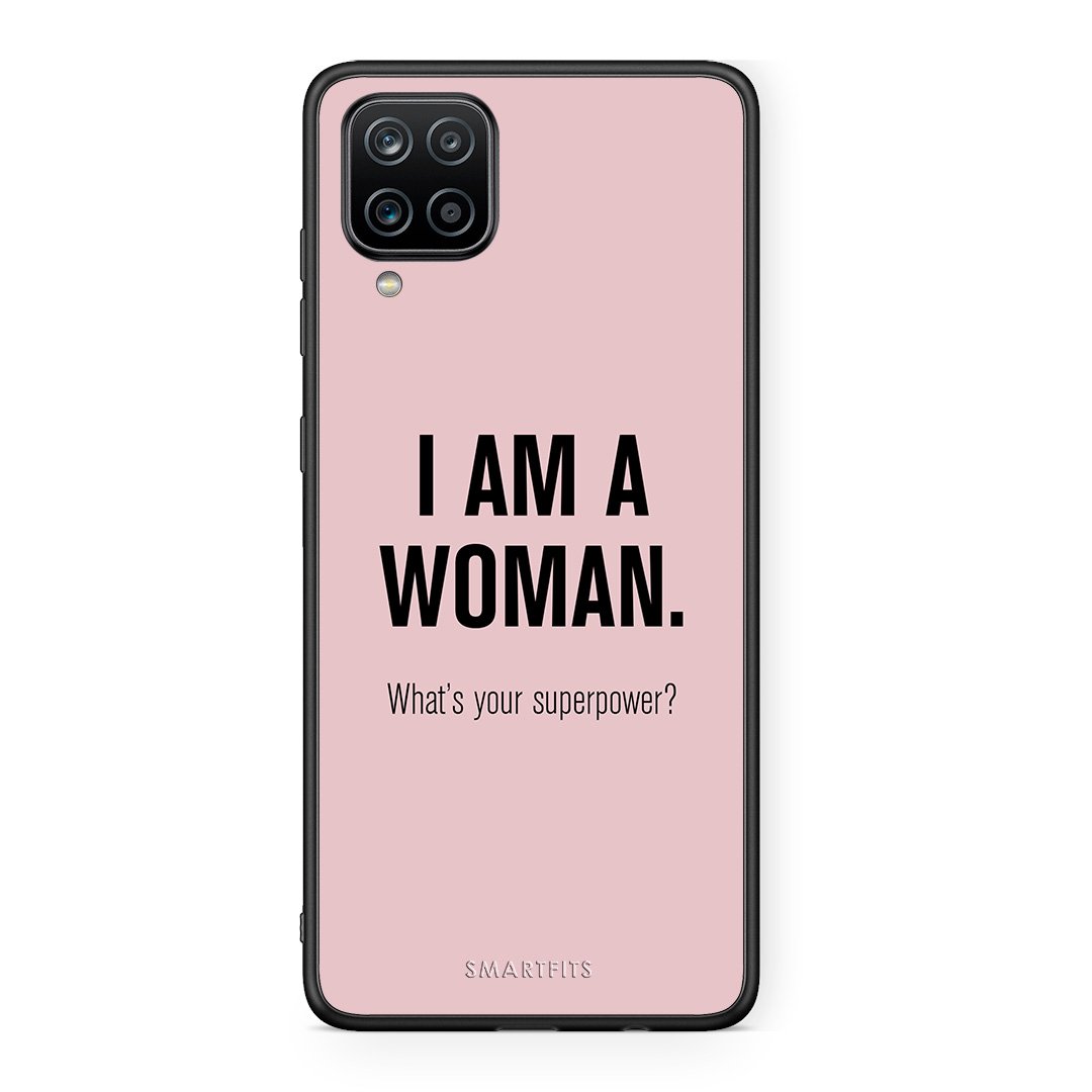 Samsung A12 Superpower Woman θήκη από τη Smartfits με σχέδιο στο πίσω μέρος και μαύρο περίβλημα | Smartphone case with colorful back and black bezels by Smartfits