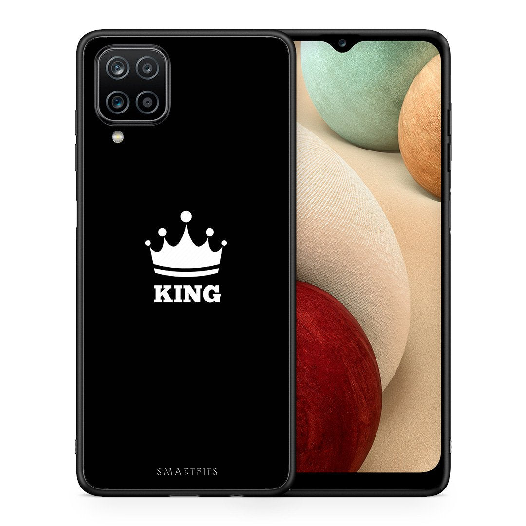 Θήκη Samsung A12 King Valentine από τη Smartfits με σχέδιο στο πίσω μέρος και μαύρο περίβλημα | Samsung A12 King Valentine case with colorful back and black bezels