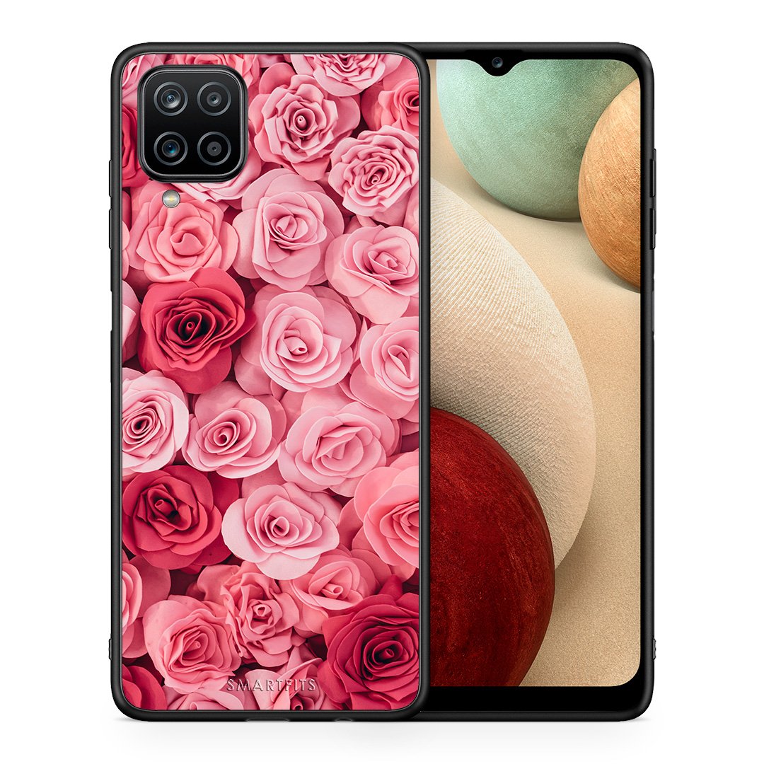 Θήκη Samsung A12 RoseGarden Valentine από τη Smartfits με σχέδιο στο πίσω μέρος και μαύρο περίβλημα | Samsung A12 RoseGarden Valentine case with colorful back and black bezels