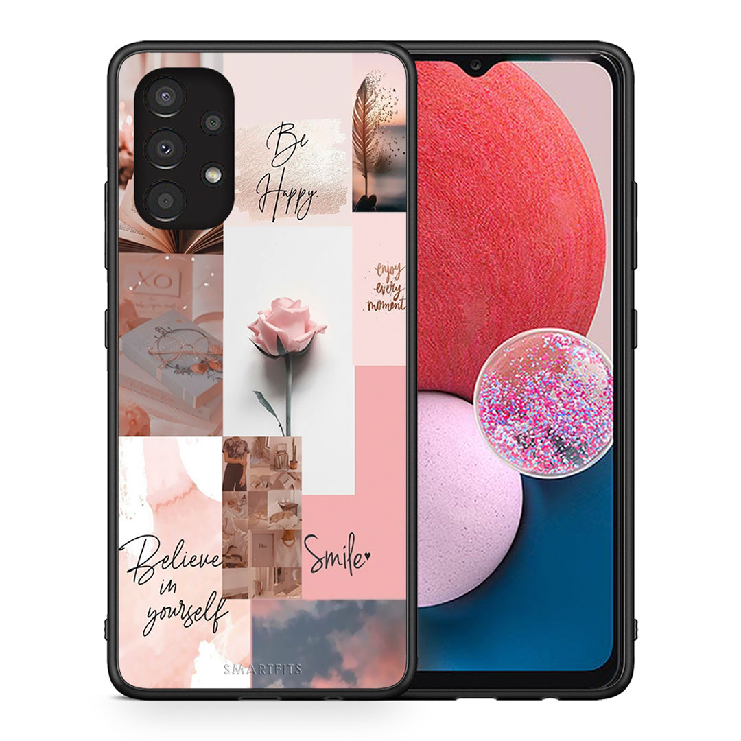 Θήκη Samsung A13 4G Aesthetic Collage από τη Smartfits με σχέδιο στο πίσω μέρος και μαύρο περίβλημα | Samsung A13 4G Aesthetic Collage case with colorful back and black bezels