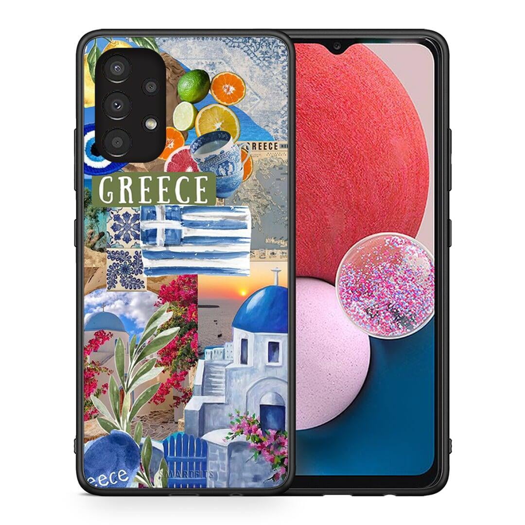 Θήκη Samsung A13 4G All Greek από τη Smartfits με σχέδιο στο πίσω μέρος και μαύρο περίβλημα | Samsung A13 4G All Greek case with colorful back and black bezels