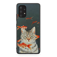 Thumbnail for Samsung A13 4G Cat Goldfish θήκη από τη Smartfits με σχέδιο στο πίσω μέρος και μαύρο περίβλημα | Smartphone case with colorful back and black bezels by Smartfits