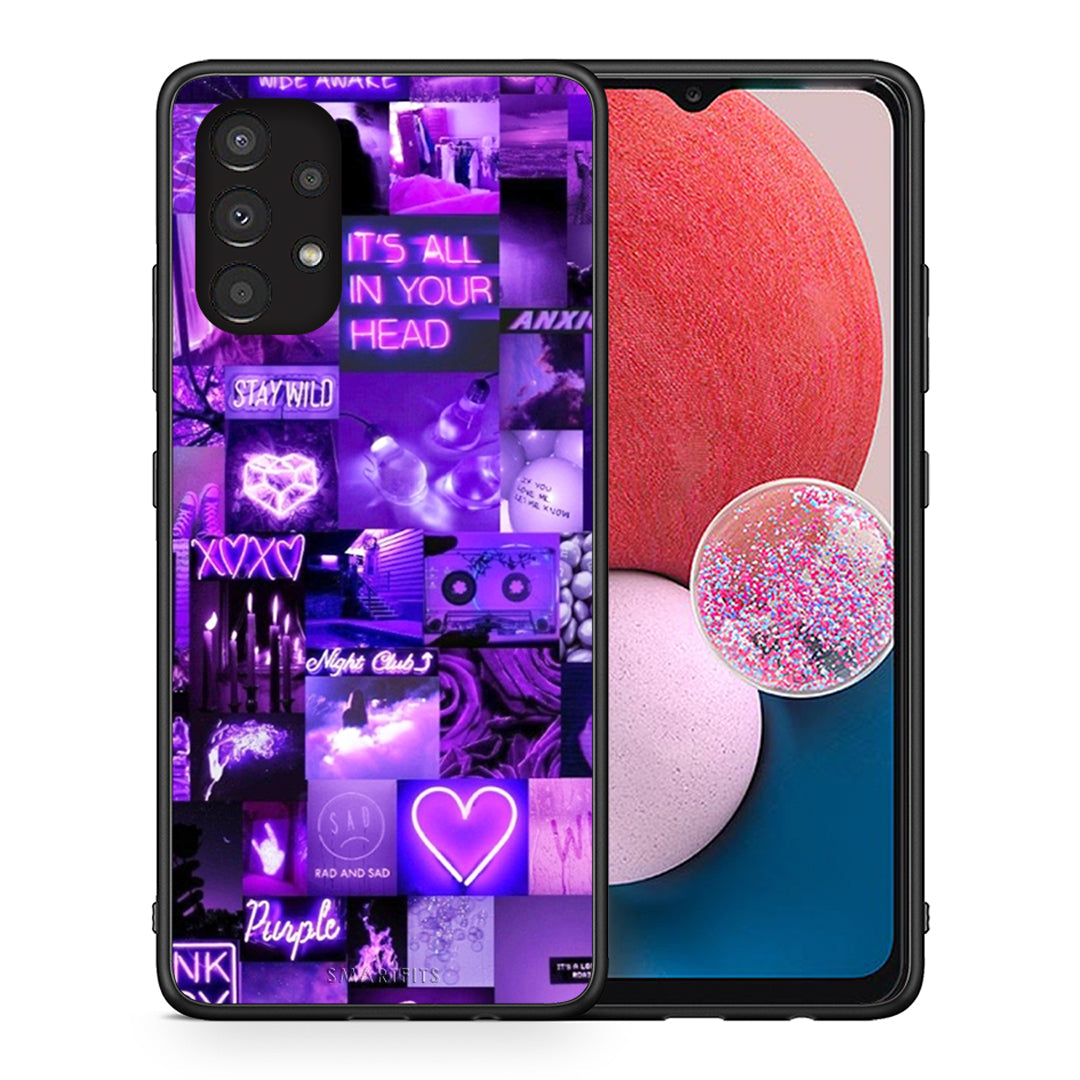 Θήκη Αγίου Βαλεντίνου Samsung A13 4G Collage Stay Wild από τη Smartfits με σχέδιο στο πίσω μέρος και μαύρο περίβλημα | Samsung A13 4G Collage Stay Wild case with colorful back and black bezels