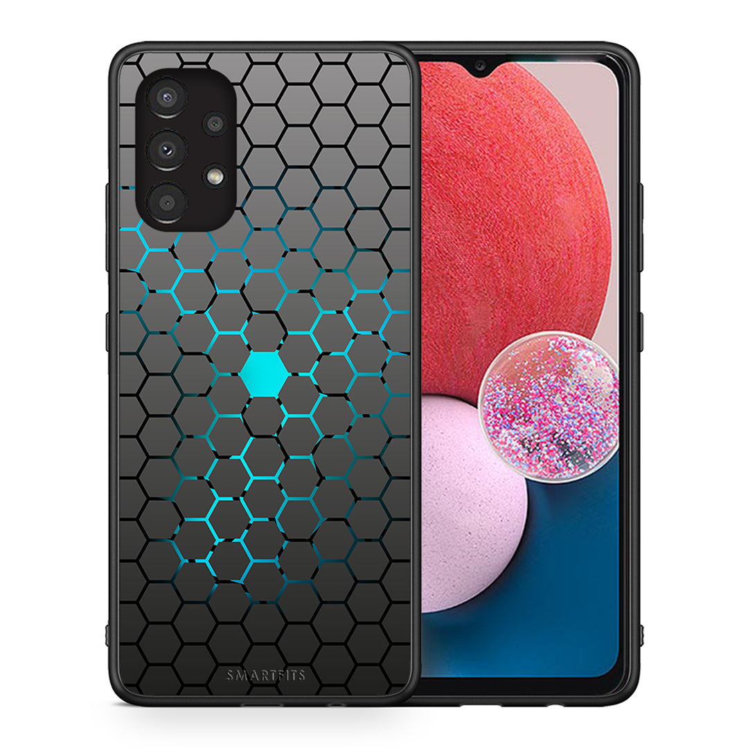 Θήκη Samsung A13 4G Hexagonal Geometric από τη Smartfits με σχέδιο στο πίσω μέρος και μαύρο περίβλημα | Samsung A13 4G Hexagonal Geometric case with colorful back and black bezels