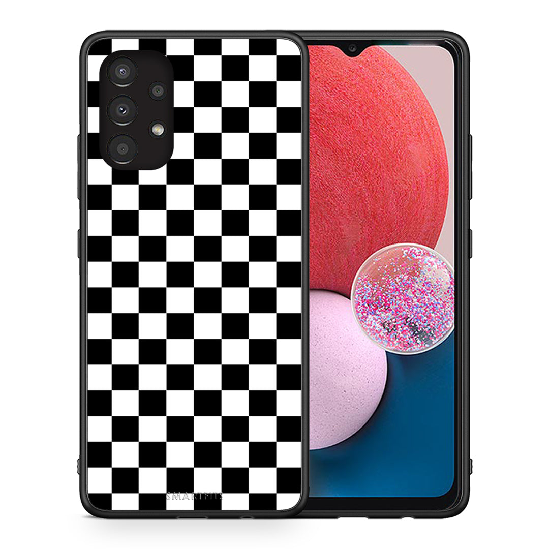 Θήκη Samsung A13 4G Squares Geometric από τη Smartfits με σχέδιο στο πίσω μέρος και μαύρο περίβλημα | Samsung A13 4G Squares Geometric case with colorful back and black bezels