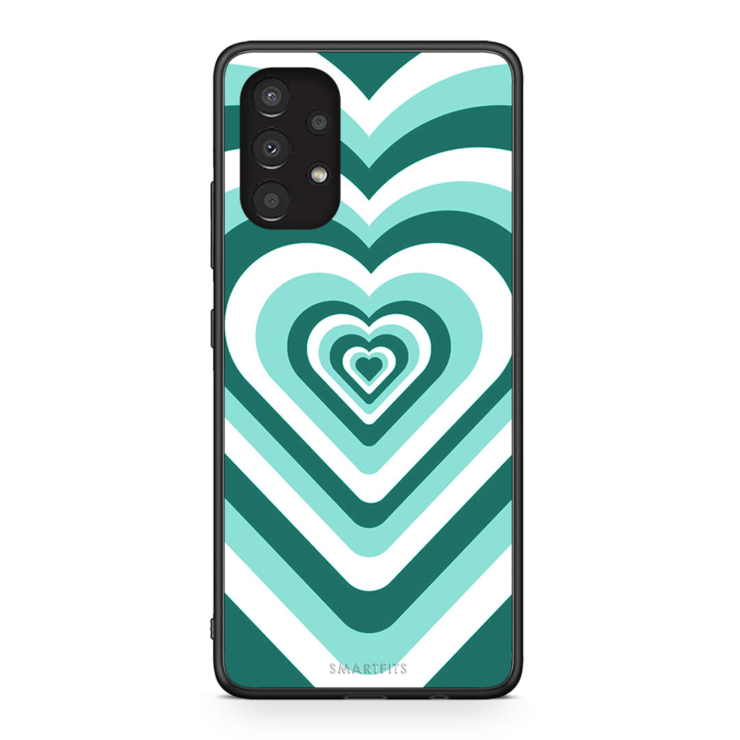 Samsung A13 4G Green Hearts θήκη από τη Smartfits με σχέδιο στο πίσω μέρος και μαύρο περίβλημα | Smartphone case with colorful back and black bezels by Smartfits
