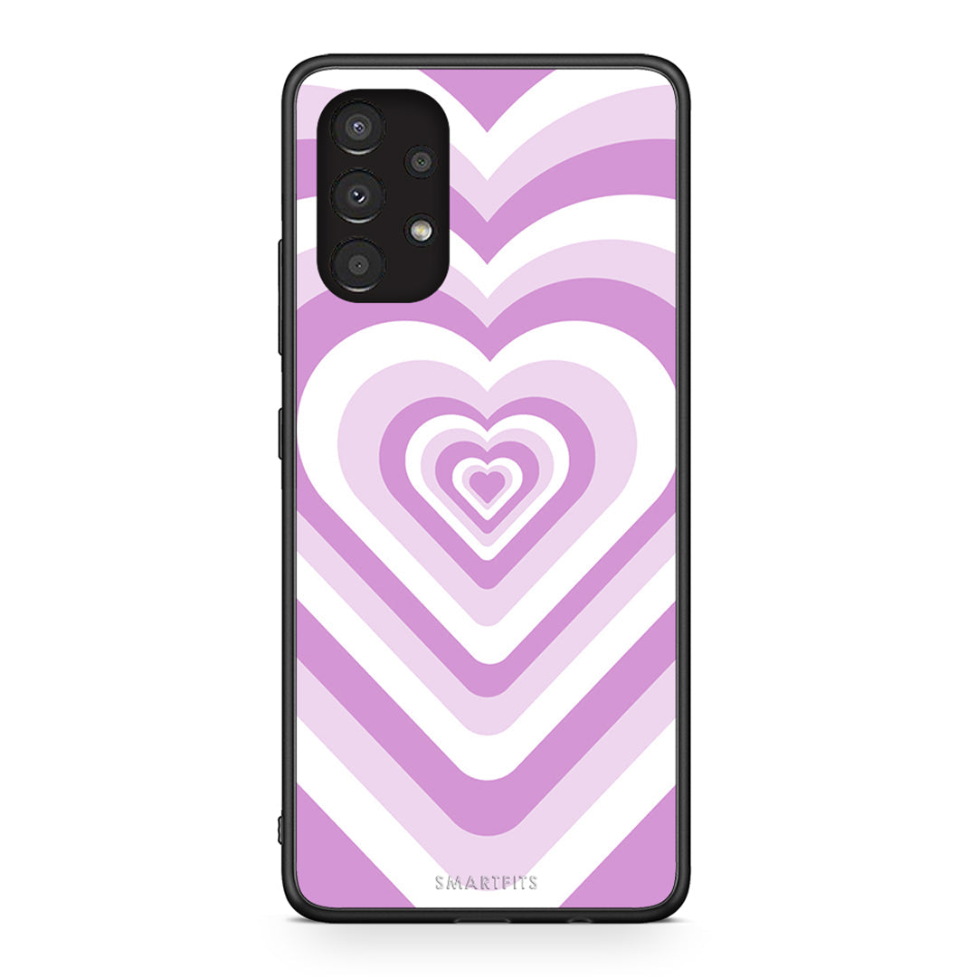 Samsung A13 4G Lilac Hearts θήκη από τη Smartfits με σχέδιο στο πίσω μέρος και μαύρο περίβλημα | Smartphone case with colorful back and black bezels by Smartfits