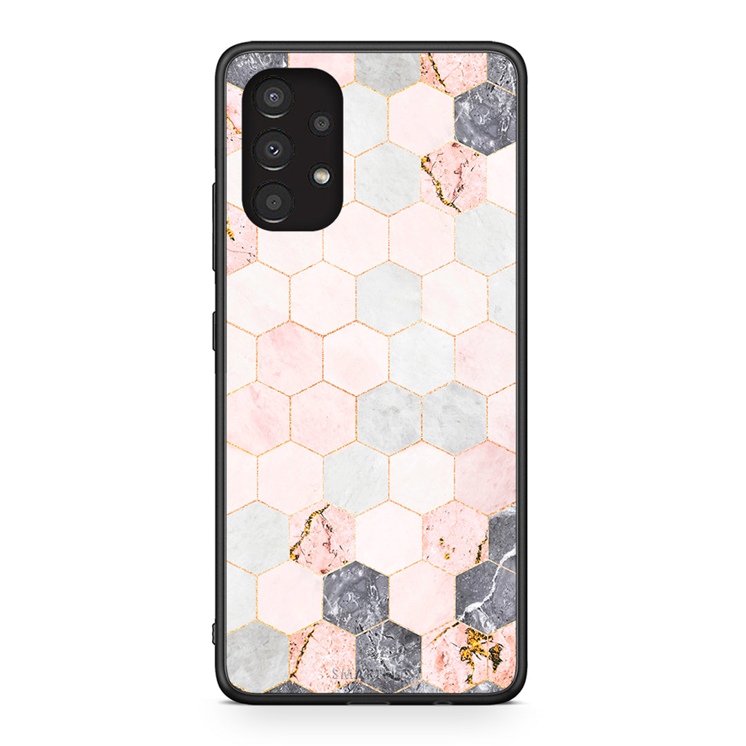 4 - Samsung A13 4G Hexagon Pink Marble case, cover, bumper