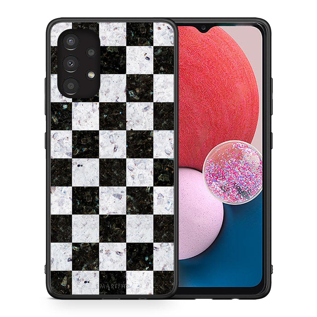 Θήκη Samsung A13 4G Square Geometric Marble από τη Smartfits με σχέδιο στο πίσω μέρος και μαύρο περίβλημα | Samsung A13 4G Square Geometric Marble case with colorful back and black bezels