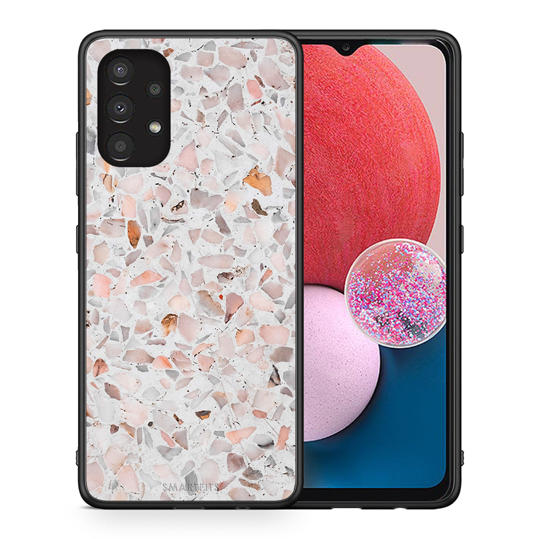 Θήκη Samsung A13 4G Marble Terrazzo από τη Smartfits με σχέδιο στο πίσω μέρος και μαύρο περίβλημα | Samsung A13 4G Marble Terrazzo case with colorful back and black bezels