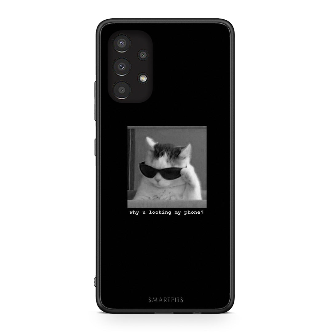 Samsung A13 4G Meme Cat θήκη από τη Smartfits με σχέδιο στο πίσω μέρος και μαύρο περίβλημα | Smartphone case with colorful back and black bezels by Smartfits
