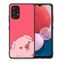 Thumbnail for Θήκη Αγίου Βαλεντίνου Samsung A13 4G Pig Love 1 από τη Smartfits με σχέδιο στο πίσω μέρος και μαύρο περίβλημα | Samsung A13 4G Pig Love 1 case with colorful back and black bezels