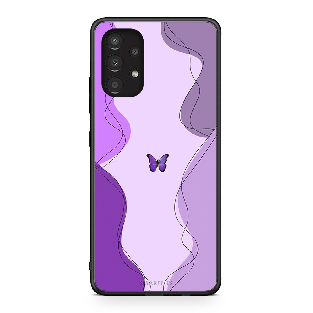 Samsung A13 4G Purple Mariposa Θήκη Αγίου Βαλεντίνου από τη Smartfits με σχέδιο στο πίσω μέρος και μαύρο περίβλημα | Smartphone case with colorful back and black bezels by Smartfits