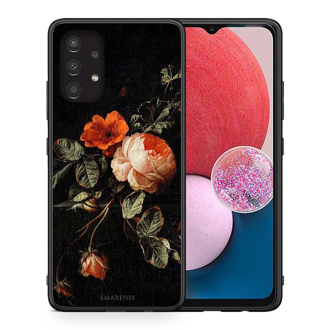 Θήκη Samsung A13 4G Vintage Roses από τη Smartfits με σχέδιο στο πίσω μέρος και μαύρο περίβλημα | Samsung A13 4G Vintage Roses case with colorful back and black bezels