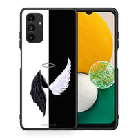 Thumbnail for Θήκη Samsung A13 5G Angels Demons από τη Smartfits με σχέδιο στο πίσω μέρος και μαύρο περίβλημα | Samsung A13 5G Angels Demons case with colorful back and black bezels