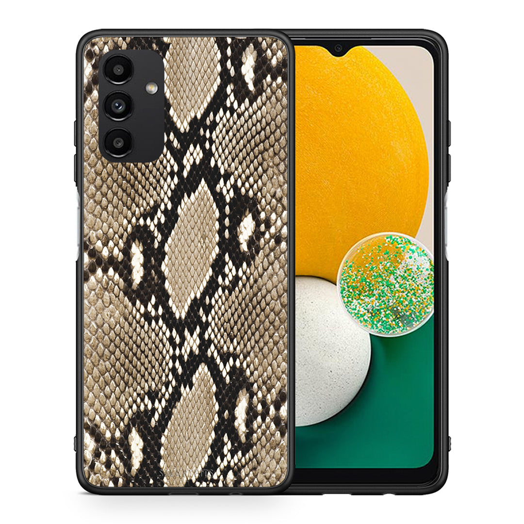 Θήκη Samsung A13 5G Fashion Snake Animal από τη Smartfits με σχέδιο στο πίσω μέρος και μαύρο περίβλημα | Samsung A13 5G Fashion Snake Animal case with colorful back and black bezels