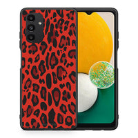 Thumbnail for Θήκη Samsung A13 5G Red Leopard Animal από τη Smartfits με σχέδιο στο πίσω μέρος και μαύρο περίβλημα | Samsung A13 5G Red Leopard Animal case with colorful back and black bezels