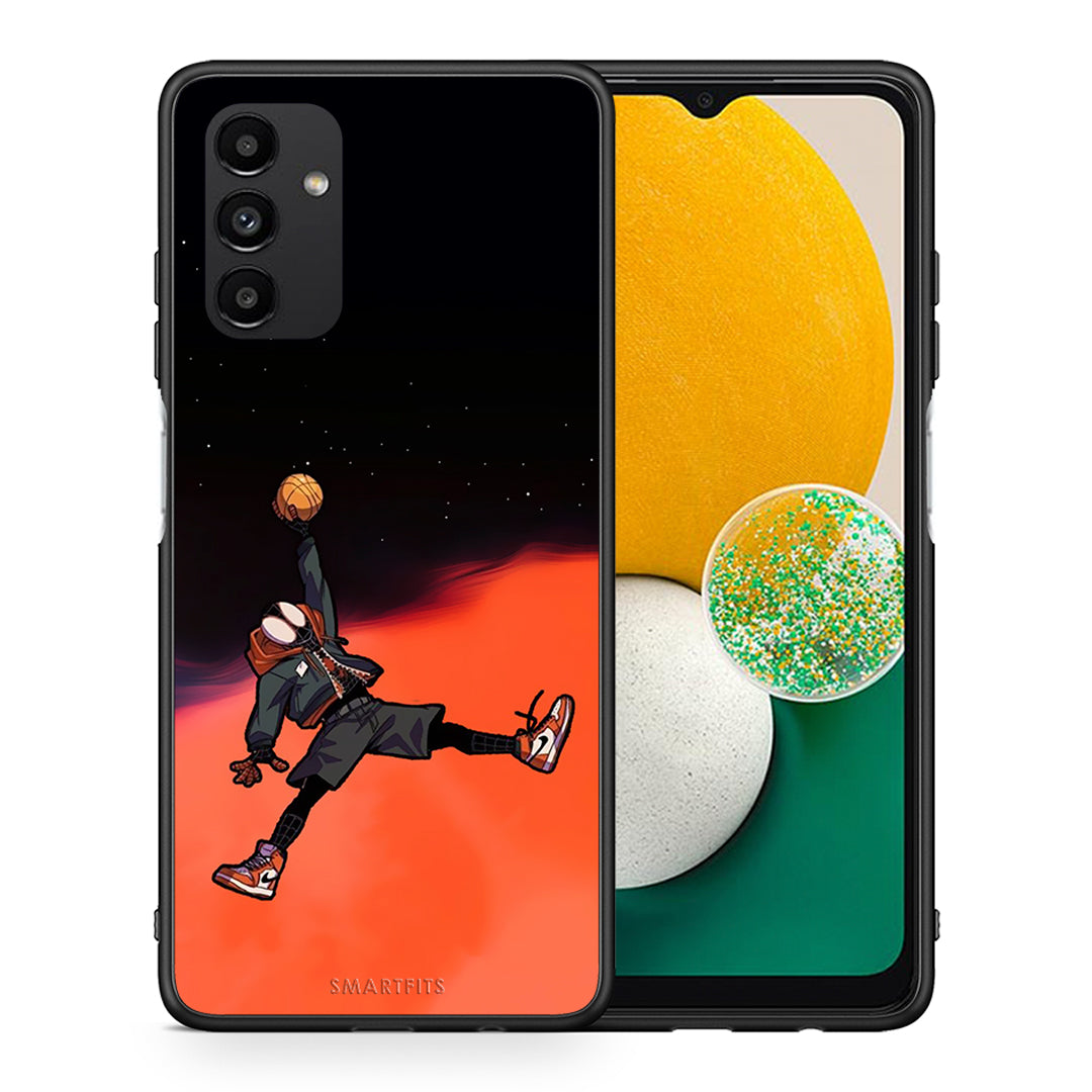 Θήκη Samsung A13 5G Basketball Hero από τη Smartfits με σχέδιο στο πίσω μέρος και μαύρο περίβλημα | Samsung A13 5G Basketball Hero case with colorful back and black bezels