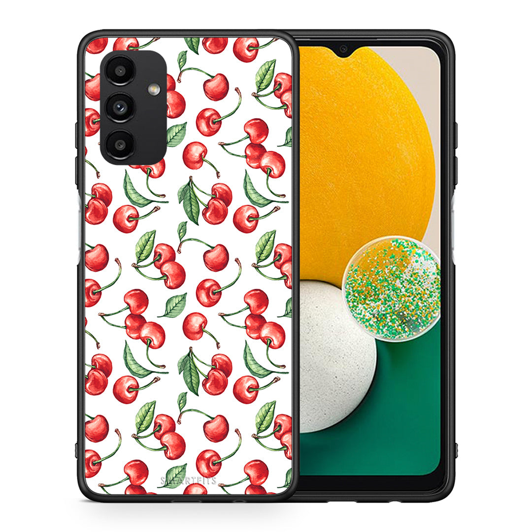 Θήκη Samsung A04s Cherry Summer από τη Smartfits με σχέδιο στο πίσω μέρος και μαύρο περίβλημα | Samsung A04s Cherry Summer case with colorful back and black bezels