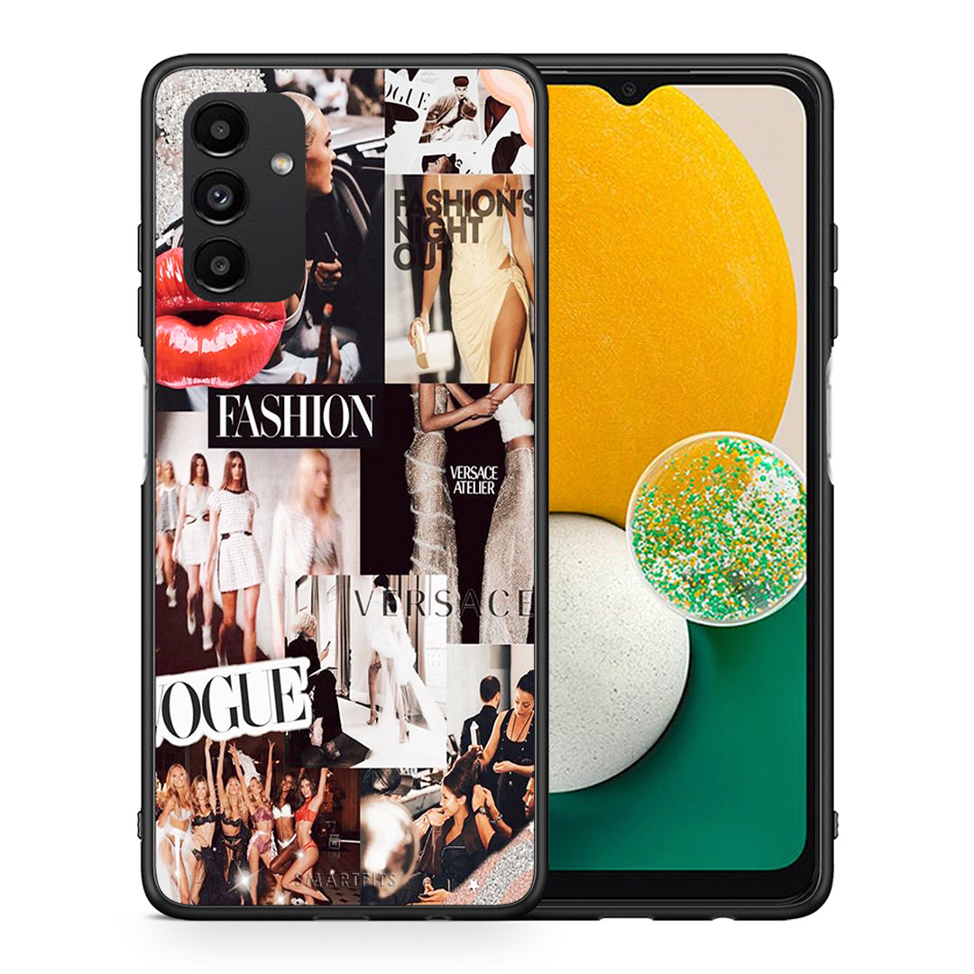 Θήκη Αγίου Βαλεντίνου Samsung A13 5G Collage Fashion από τη Smartfits με σχέδιο στο πίσω μέρος και μαύρο περίβλημα | Samsung A13 5G Collage Fashion case with colorful back and black bezels