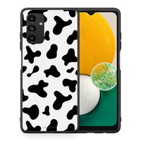Thumbnail for Θήκη Samsung A13 5G Cow Print από τη Smartfits με σχέδιο στο πίσω μέρος και μαύρο περίβλημα | Samsung A13 5G Cow Print case with colorful back and black bezels
