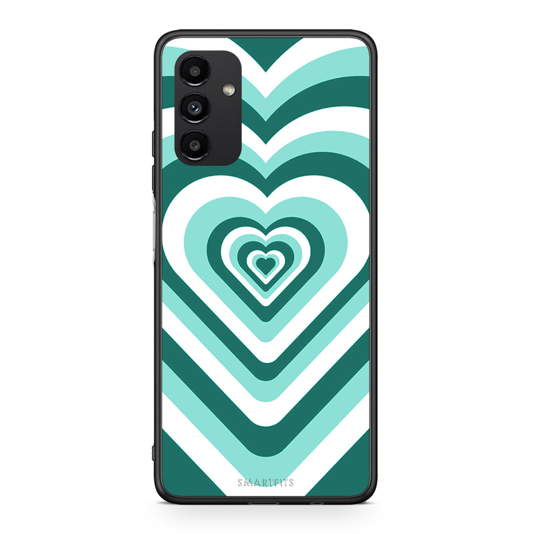 Samsung A13 5G Green Hearts θήκη από τη Smartfits με σχέδιο στο πίσω μέρος και μαύρο περίβλημα | Smartphone case with colorful back and black bezels by Smartfits