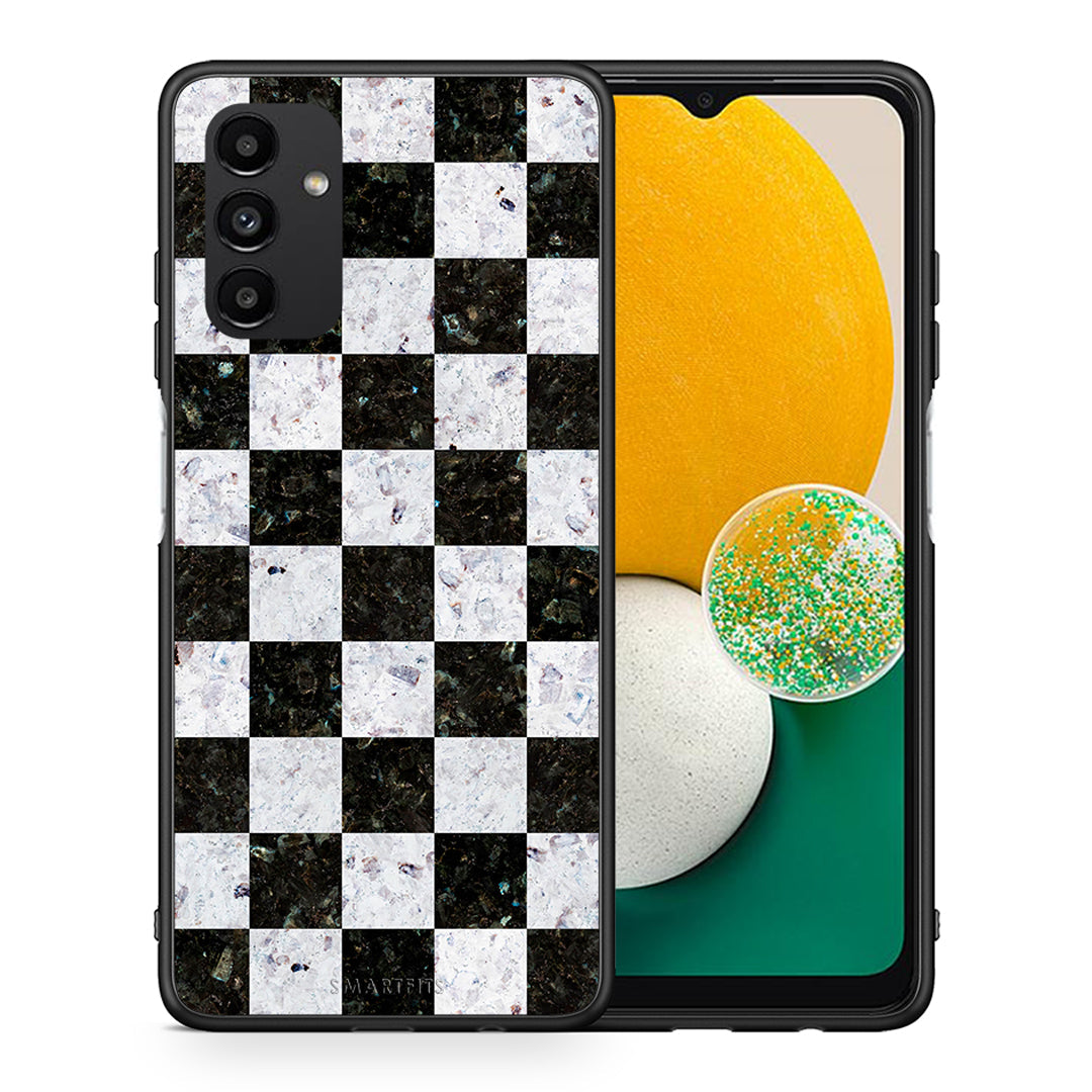 Θήκη Samsung A13 5G Square Geometric Marble από τη Smartfits με σχέδιο στο πίσω μέρος και μαύρο περίβλημα | Samsung A13 5G Square Geometric Marble case with colorful back and black bezels