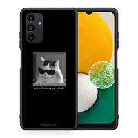 Thumbnail for Θήκη Samsung A13 5G Meme Cat από τη Smartfits με σχέδιο στο πίσω μέρος και μαύρο περίβλημα | Samsung A13 5G Meme Cat case with colorful back and black bezels