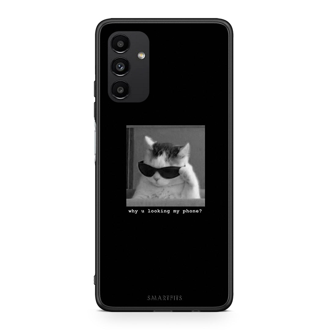 Samsung A13 5G Meme Cat θήκη από τη Smartfits με σχέδιο στο πίσω μέρος και μαύρο περίβλημα | Smartphone case with colorful back and black bezels by Smartfits