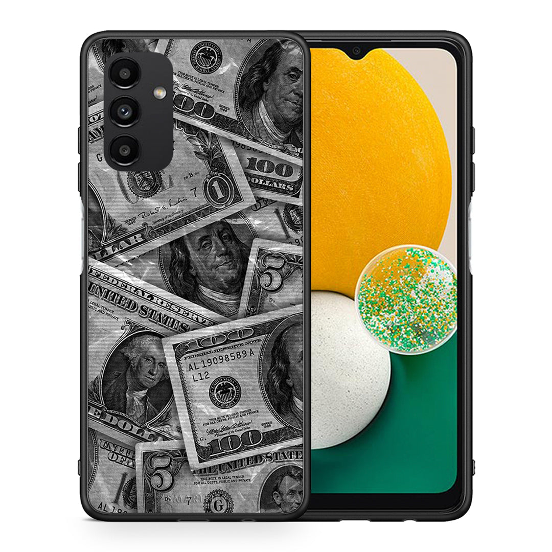 Θήκη Samsung A04s Money Dollars από τη Smartfits με σχέδιο στο πίσω μέρος και μαύρο περίβλημα | Samsung A04s Money Dollars case with colorful back and black bezels