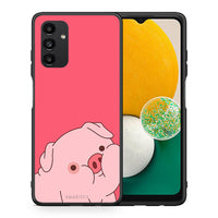 Thumbnail for Θήκη Αγίου Βαλεντίνου Samsung A04s Pig Love 1 από τη Smartfits με σχέδιο στο πίσω μέρος και μαύρο περίβλημα | Samsung A04s Pig Love 1 case with colorful back and black bezels