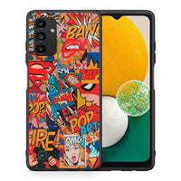 Thumbnail for Θήκη Samsung A13 5G PopArt OMG από τη Smartfits με σχέδιο στο πίσω μέρος και μαύρο περίβλημα | Samsung A13 5G PopArt OMG case with colorful back and black bezels