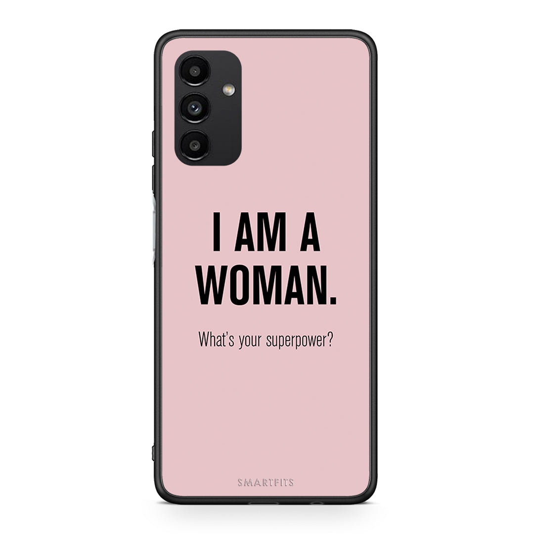 Samsung A13 5G Superpower Woman θήκη από τη Smartfits με σχέδιο στο πίσω μέρος και μαύρο περίβλημα | Smartphone case with colorful back and black bezels by Smartfits