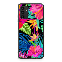 Thumbnail for Samsung A13 5G Tropical Flowers θήκη από τη Smartfits με σχέδιο στο πίσω μέρος και μαύρο περίβλημα | Smartphone case with colorful back and black bezels by Smartfits