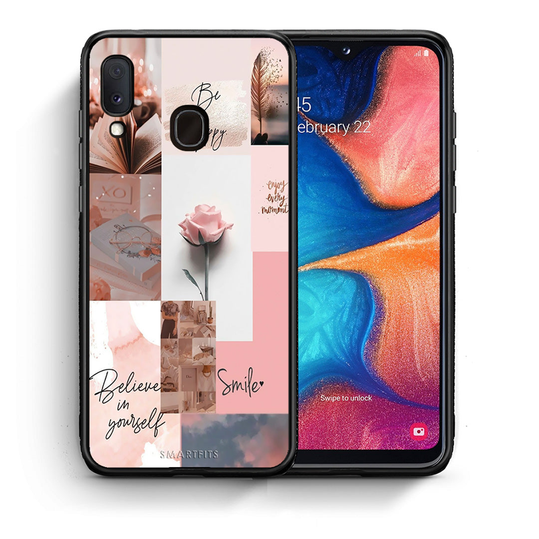 Θήκη Samsung Galaxy A30 Aesthetic Collage από τη Smartfits με σχέδιο στο πίσω μέρος και μαύρο περίβλημα | Samsung Galaxy A30 Aesthetic Collage case with colorful back and black bezels