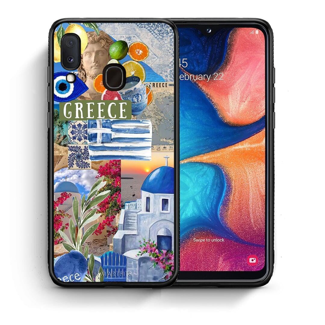 Θήκη Samsung Galaxy A30 All Greek από τη Smartfits με σχέδιο στο πίσω μέρος και μαύρο περίβλημα | Samsung Galaxy A30 All Greek case with colorful back and black bezels