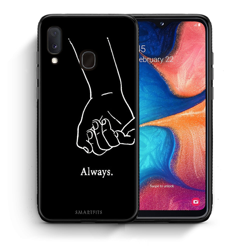 Θήκη Αγίου Βαλεντίνου Samsung Galaxy A30 Always & Forever 1 από τη Smartfits με σχέδιο στο πίσω μέρος και μαύρο περίβλημα | Samsung Galaxy A30 Always & Forever 1 case with colorful back and black bezels