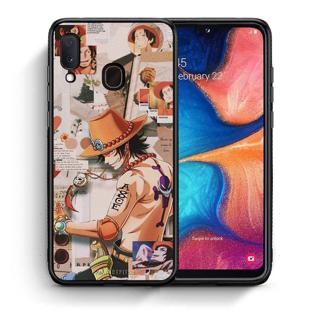 Θήκη Samsung A20e Anime Collage από τη Smartfits με σχέδιο στο πίσω μέρος και μαύρο περίβλημα | Samsung A20e Anime Collage case with colorful back and black bezels