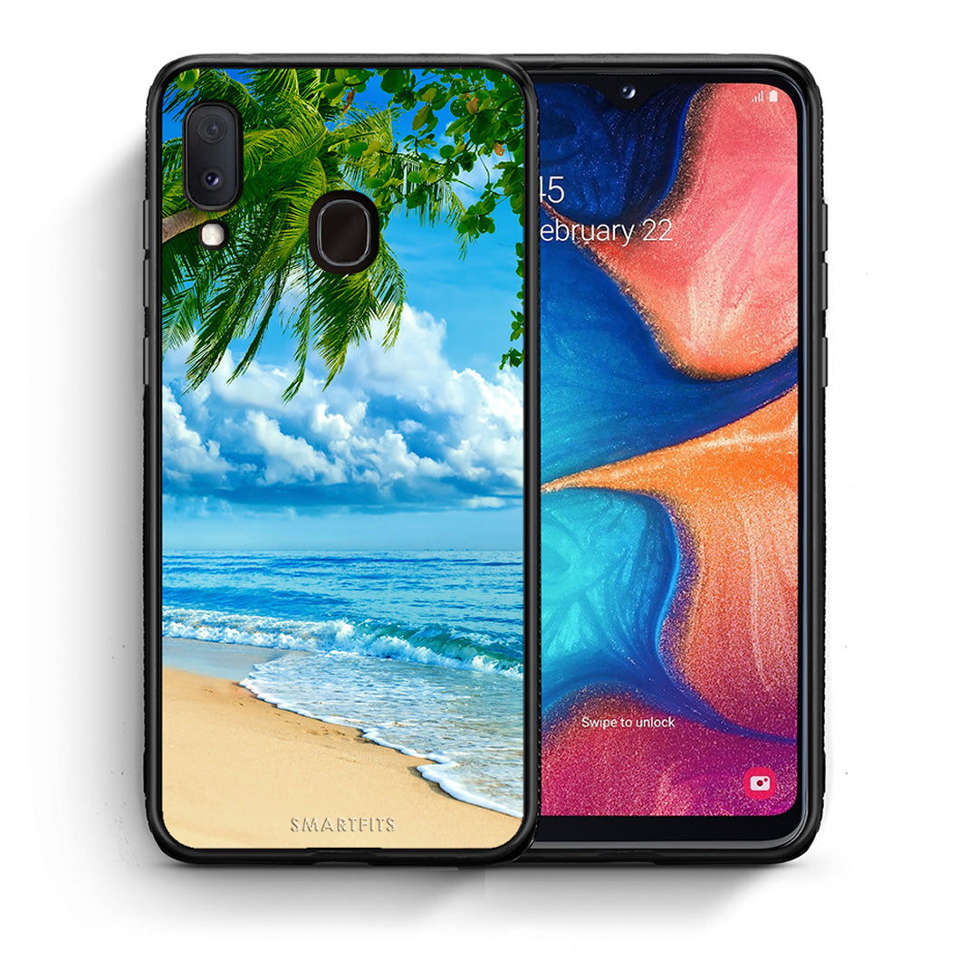 Θήκη Samsung A20e Beautiful Beach από τη Smartfits με σχέδιο στο πίσω μέρος και μαύρο περίβλημα | Samsung A20e Beautiful Beach case with colorful back and black bezels