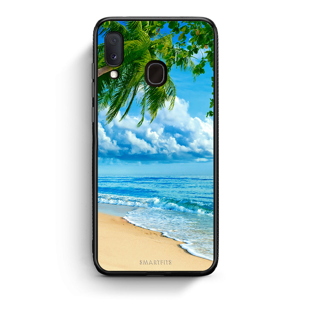 Samsung A20e Beautiful Beach θήκη από τη Smartfits με σχέδιο στο πίσω μέρος και μαύρο περίβλημα | Smartphone case with colorful back and black bezels by Smartfits