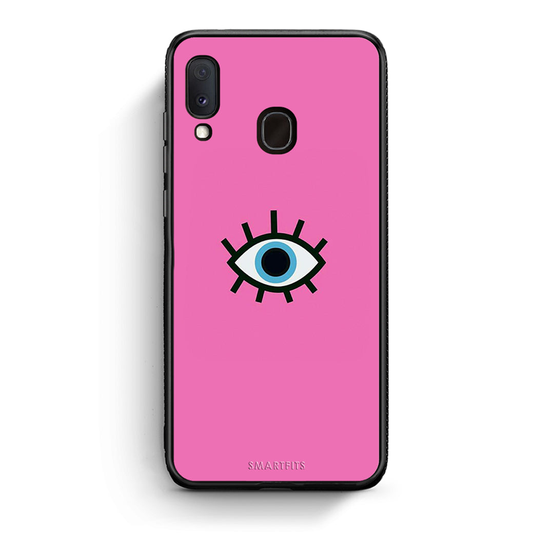 Samsung A20e Blue Eye Pink θήκη από τη Smartfits με σχέδιο στο πίσω μέρος και μαύρο περίβλημα | Smartphone case with colorful back and black bezels by Smartfits