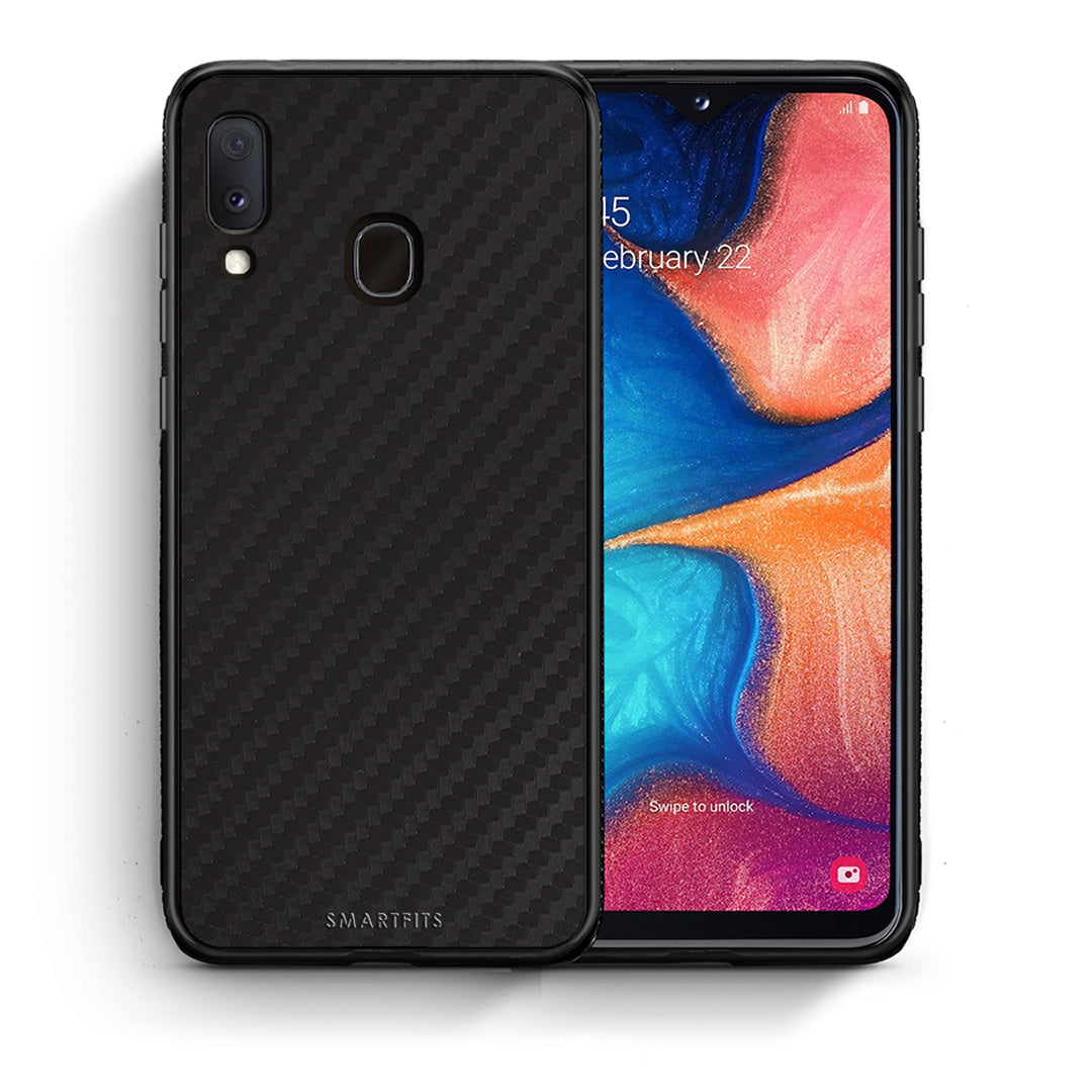 Θήκη Samsung A20e Carbon Black από τη Smartfits με σχέδιο στο πίσω μέρος και μαύρο περίβλημα | Samsung A20e Carbon Black case with colorful back and black bezels