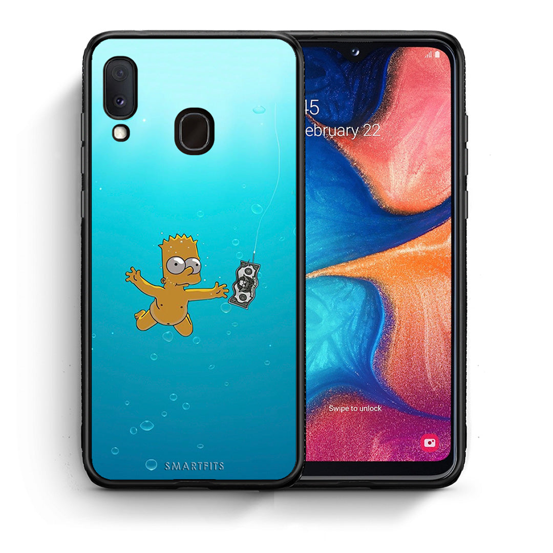 Θήκη Samsung Galaxy A30 Chasing Money από τη Smartfits με σχέδιο στο πίσω μέρος και μαύρο περίβλημα | Samsung Galaxy A30 Chasing Money case with colorful back and black bezels