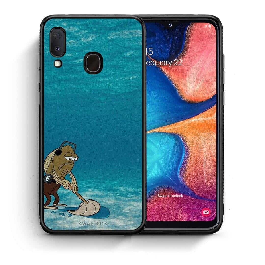 Θήκη Samsung A20e Clean The Ocean από τη Smartfits με σχέδιο στο πίσω μέρος και μαύρο περίβλημα | Samsung A20e Clean The Ocean case with colorful back and black bezels