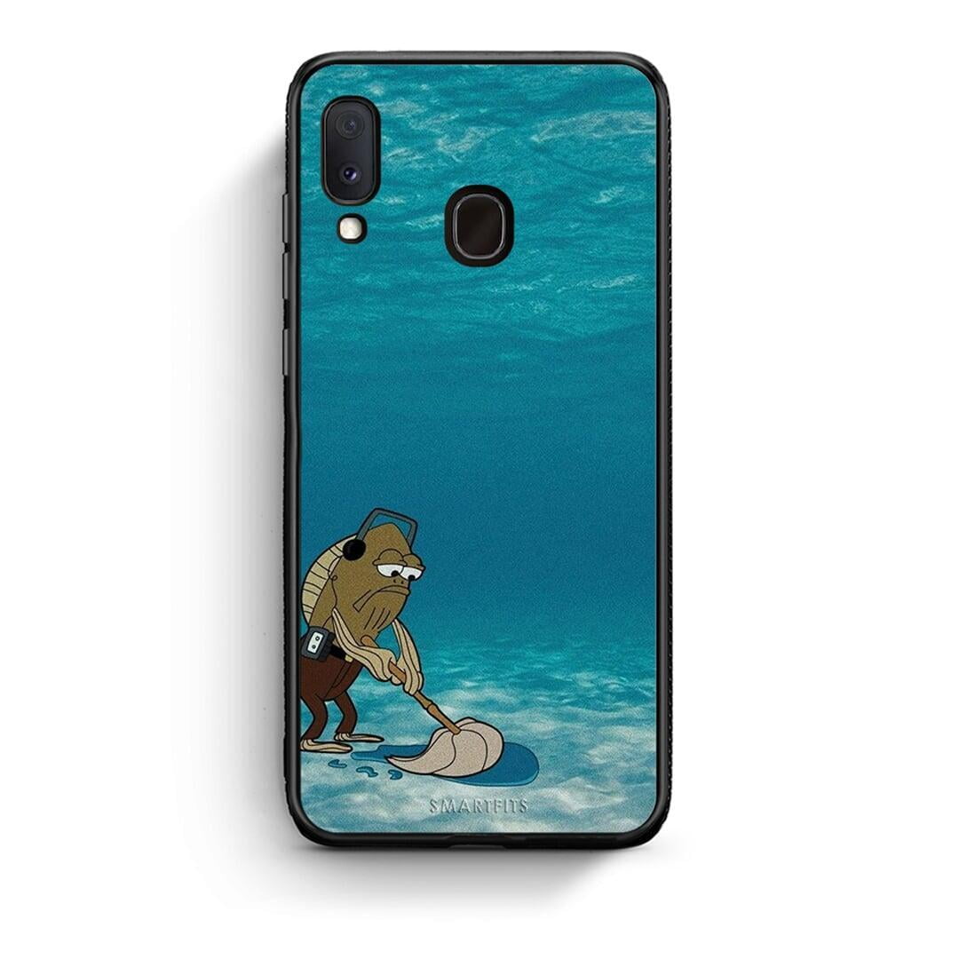 Samsung A20e Clean The Ocean Θήκη από τη Smartfits με σχέδιο στο πίσω μέρος και μαύρο περίβλημα | Smartphone case with colorful back and black bezels by Smartfits