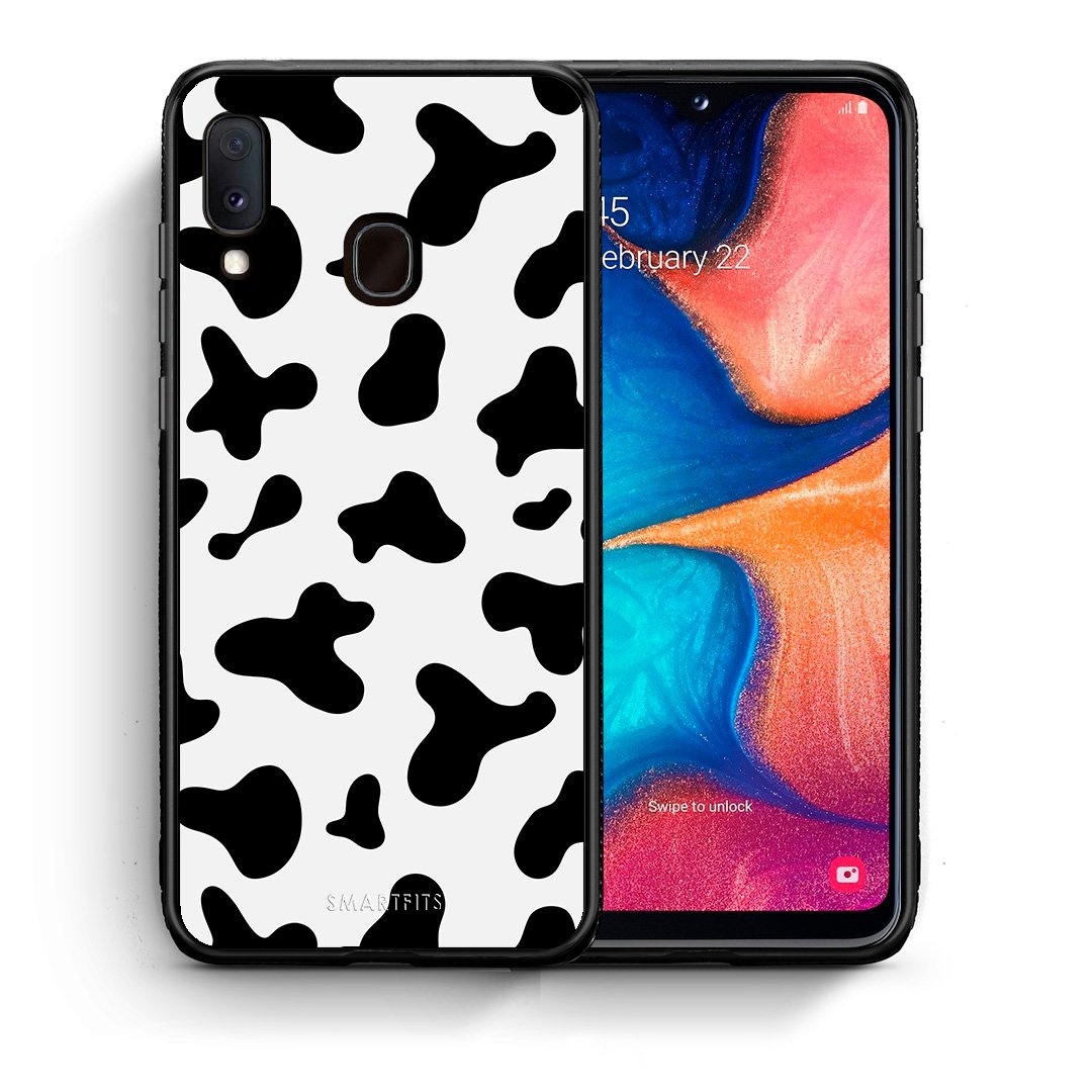 Θήκη Samsung Galaxy M20 Cow Print από τη Smartfits με σχέδιο στο πίσω μέρος και μαύρο περίβλημα | Samsung Galaxy M20 Cow Print case with colorful back and black bezels