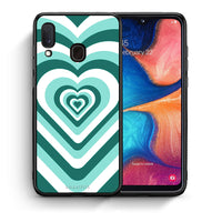 Thumbnail for Θήκη Samsung Galaxy A30 Green Hearts από τη Smartfits με σχέδιο στο πίσω μέρος και μαύρο περίβλημα | Samsung Galaxy A30 Green Hearts case with colorful back and black bezels
