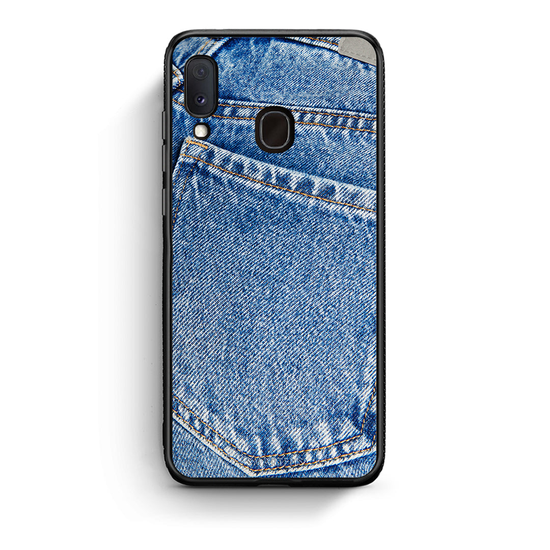 Samsung A20e Jeans Pocket θήκη από τη Smartfits με σχέδιο στο πίσω μέρος και μαύρο περίβλημα | Smartphone case with colorful back and black bezels by Smartfits
